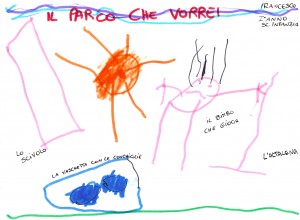 Francesco, I° anno scuola dell'infanzia vorrebbe la vaschetta con le conchiglie, lo scivolo e l'altalena